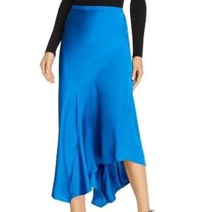 Anine Bing Bailey Asymmetrical 100% Silk Maxi Skirt in Vibrant Blue